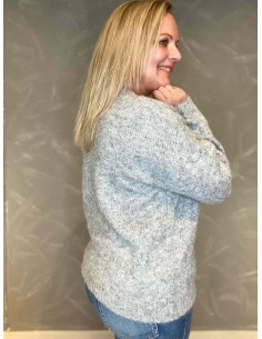 Grå flower strik med lomme til kvinder – TIPPY Design 2