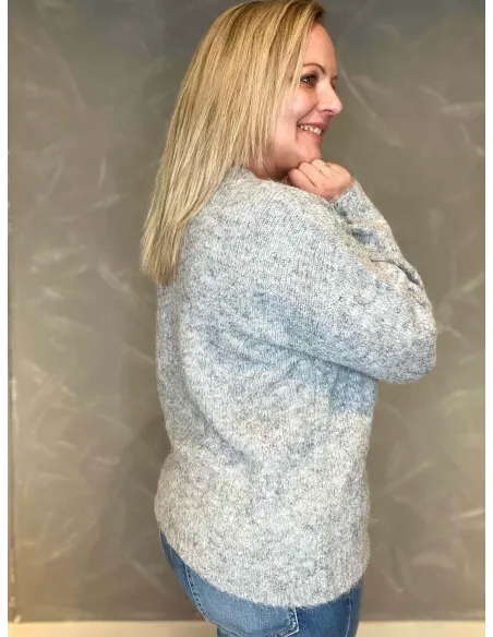 Bagside af grå flower strik til kvinder – TIPPY