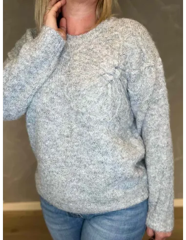 Nærbillede af strikket struktur på flower strik – TIPPY