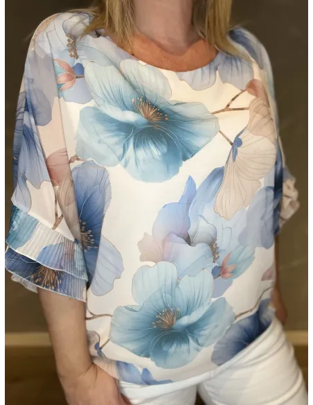 Nærbillede af blomsterprint og materiale
