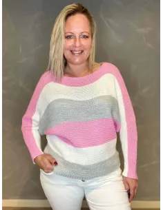 TIPPY stribet strik i pink nuancer model 3426-7747 front