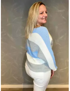 TIPPY stribet strik i sky nuancer model 3430-7755 front 2