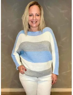 TIPPY stribet strik i sky nuancer model 3430-7755 front