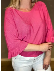 let sommerstrik i pink med klokkeærmer 2