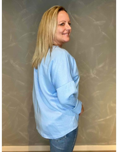 Sweatshirt med rund hals og lange ærmer ryg
