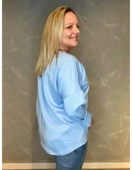 Sweatshirt med rund hals og lange ærmer ryg