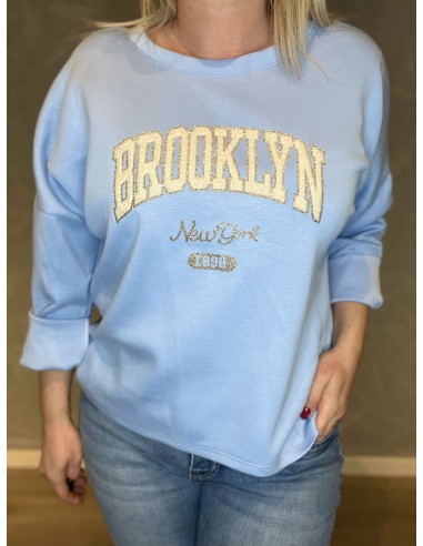 Glimmer Brooklyn logo på sky blå sweatshirt – TIPPY
