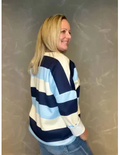 Blå mix stribet bloktrøje til kvinder – Tippy Collection 2