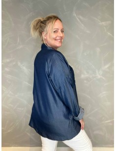 Mørk denim skjorte med hi-applikation til kvinder – TIPPY Collection 2