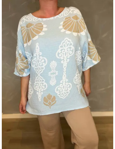 TIPPY vaflet bluse print closeup