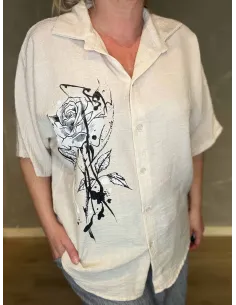 Beige skjorte med roseprint til kvinder – TIPPY Collection” 2