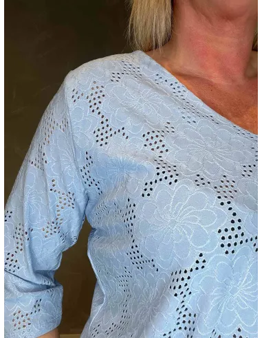 Nærbillede af blondemønster og stofkvalitet