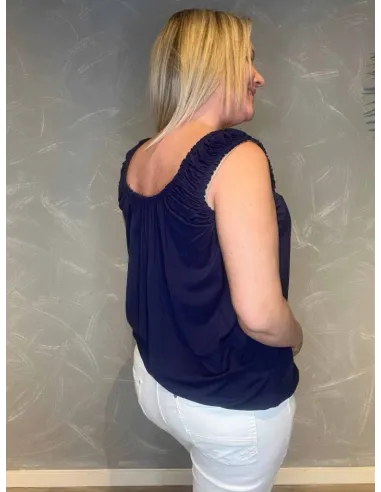 Elastik top navy bag fra