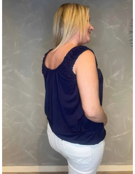 Elastik top navy bag fra