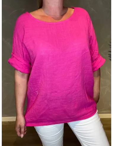 Pink bomulds bluse bag fra