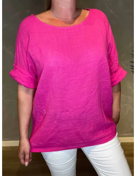 Pink bomulds bluse bag fra