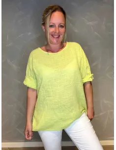 Gul bomulds bluse front