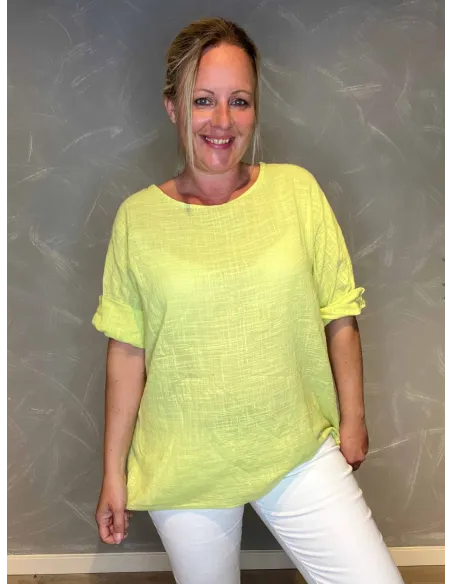 Gul bomulds bluse front