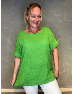 bomulds bluse Grøn front