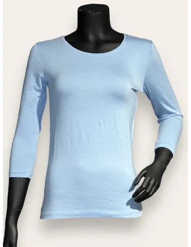 soft blue 3/4 ærmet basisbluse til kvinder – TIPPY Basic Collection