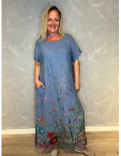 Hørkjole | Farverige Blomster | TIPPY