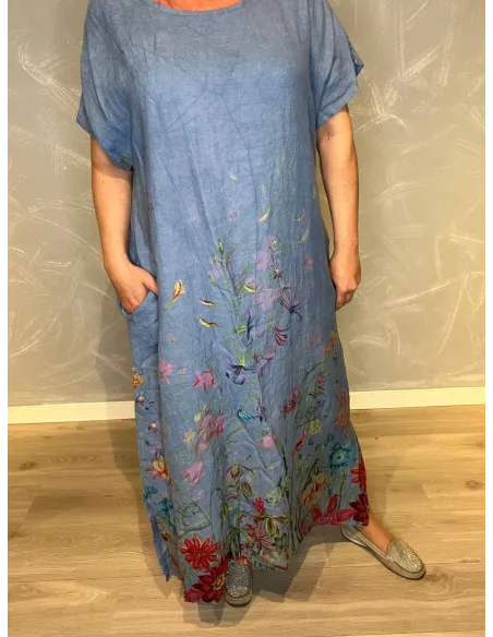 Hørkjole | Farverige Blomster | TIPPY