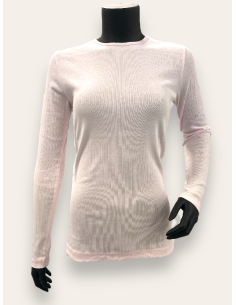 Rose rib langærmet bluse i bomuld til kvinder – TIPPY Basic Kollektion
