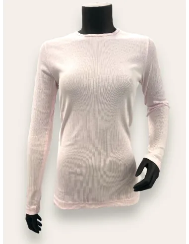 Rose rib langærmet bluse i bomuld til kvinder – TIPPY Basic Kollektion