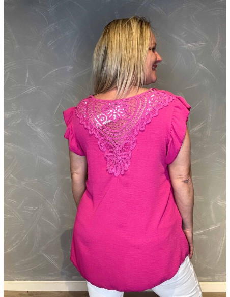 Top | Pink med Hæklet Detalje | TIPPY
