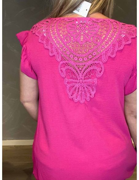 Top | Pink med Hæklet Detalje | TIPPY
