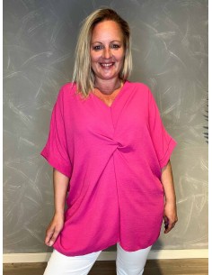 TUNIKA MED KNUDE EFFEKT PINK,  MED LØS PASFORM