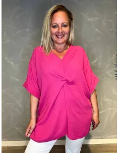 TUNIKA MED KNUDE EFFEKT PINK,  MED LØS PASFORM