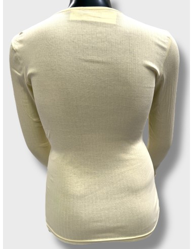 bagside af soft yellow langærmet rib bluse – TIPPY Basic Collection