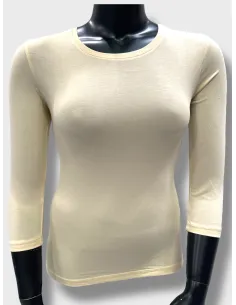 soft yellow gul 3/4 ærmet basisbluse til kvinder – TIPPY Basic Collection