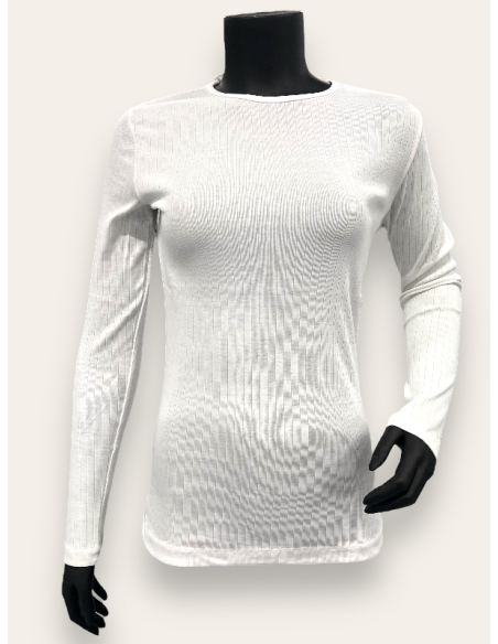 milk langærmet rib bluse til kvinder – TIPPY Basic Collection