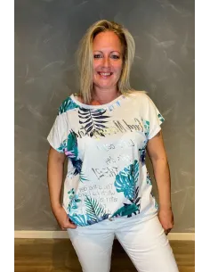 T-shirt med Snøre | Hvid/grøn| TIPPY