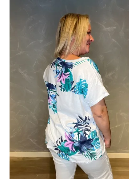 T-shirt med Snøre | Hvid/grøn| TIPPY