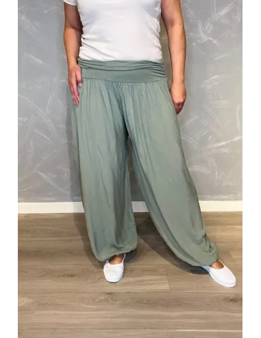 "Khaki harems bukser til kvinder i viskose - TIPPY Italian Select"