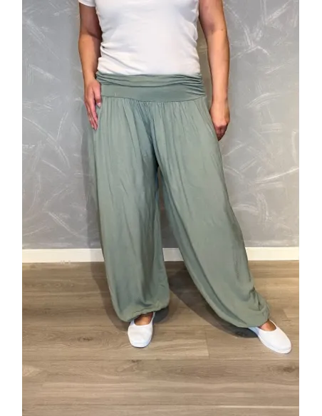 "Khaki harems bukser til kvinder i viskose - TIPPY Italian Select"