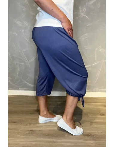 Jeans blå knickers med elastisk talje og snøre i benene