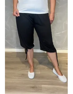 Sorte knickers med elastisk talje og snøre i benene