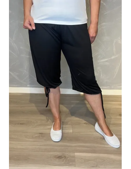 Sorte knickers med elastisk talje og snøre i benene