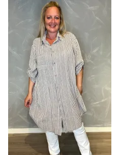 Storskjorte | Beige Hvid | Striber | TIPPY