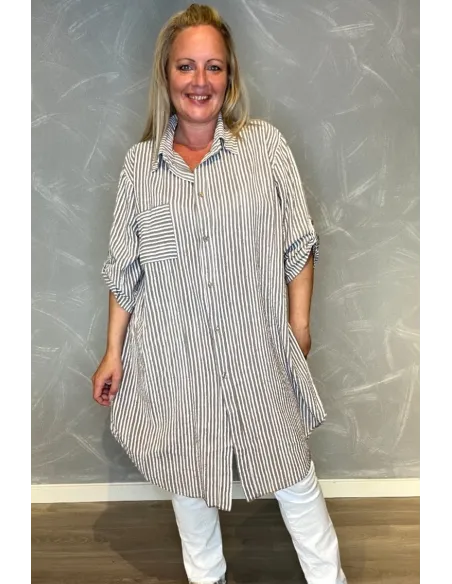 Storskjorte | Beige Hvid | Striber | TIPPY