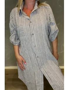 Storskjorte | Beige Hvid | Striber | TIPPY 2