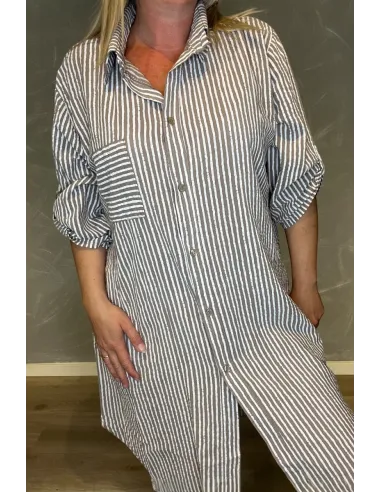 Storskjorte | Beige Hvid | Striber | TIPPY