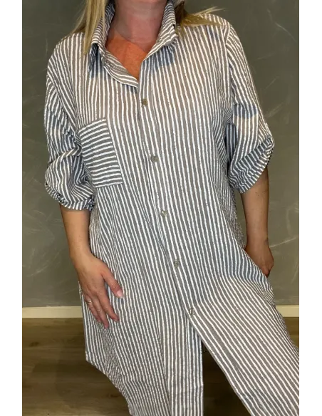 Storskjorte | Beige Hvid | Striber | TIPPY