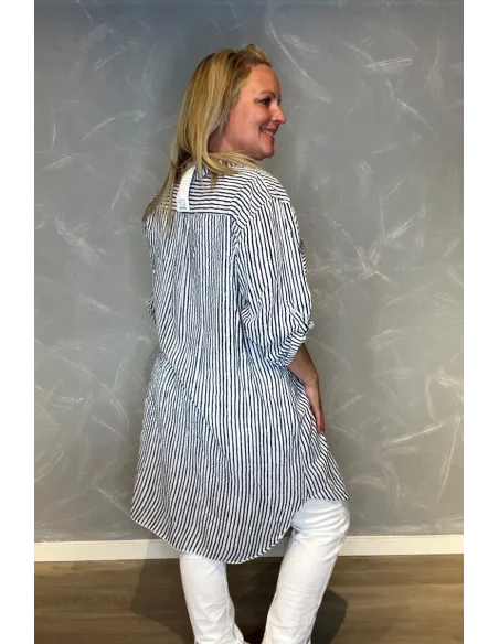 Storskjorte | Navy Hvid | Striber | TIPPY
