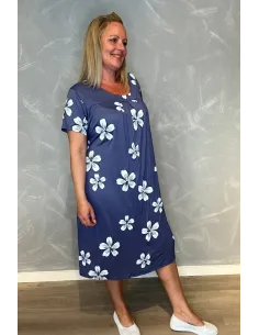 Kjole | Blå | Store Blomsterprint | TIPPY