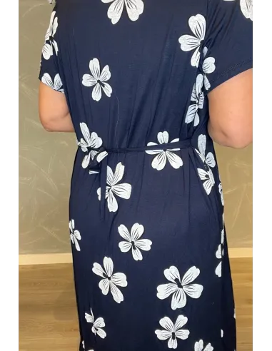 Kjole | Navy | Store Blomsterprint | TIPPY